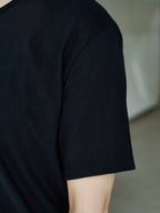 Organic handloomコットンTシャツ 半袖 黒