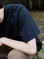 Organic handloomコットンTシャツ 半袖 黒