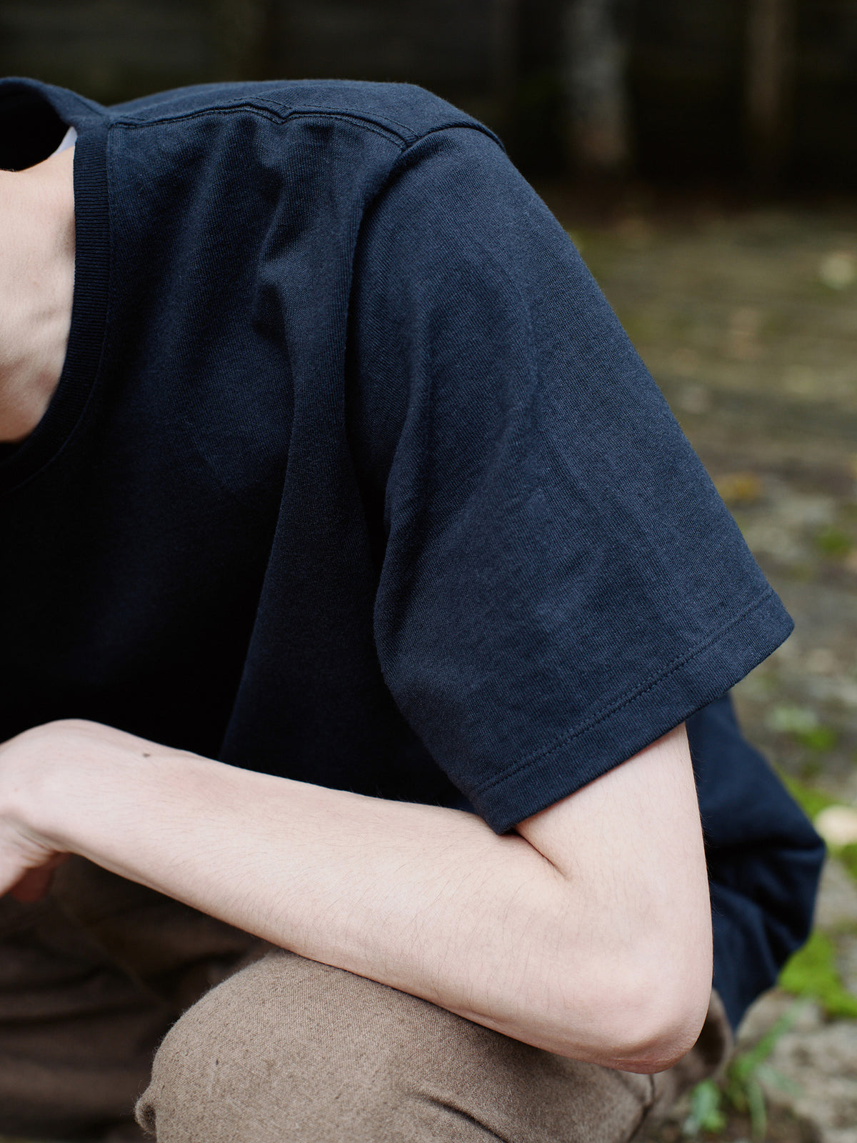 Organic handloomコットンTシャツ 半袖 黒