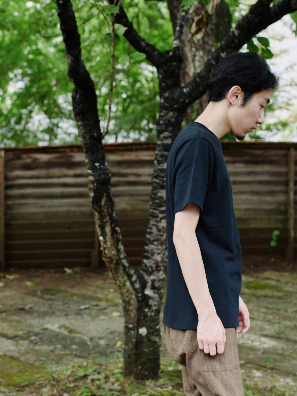 Organic handloomコットンTシャツ 半袖 黒