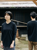 Organic handloomコットンTシャツ 長袖 黒