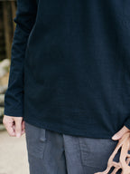 Organic handloomコットンTシャツ 長袖 黒