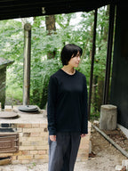 Organic handloomコットンTシャツ 長袖 黒