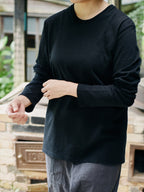 Organic handloomコットンTシャツ 長袖 黒