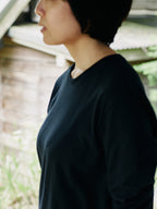 Organic handloomコットンTシャツ 長袖 黒
