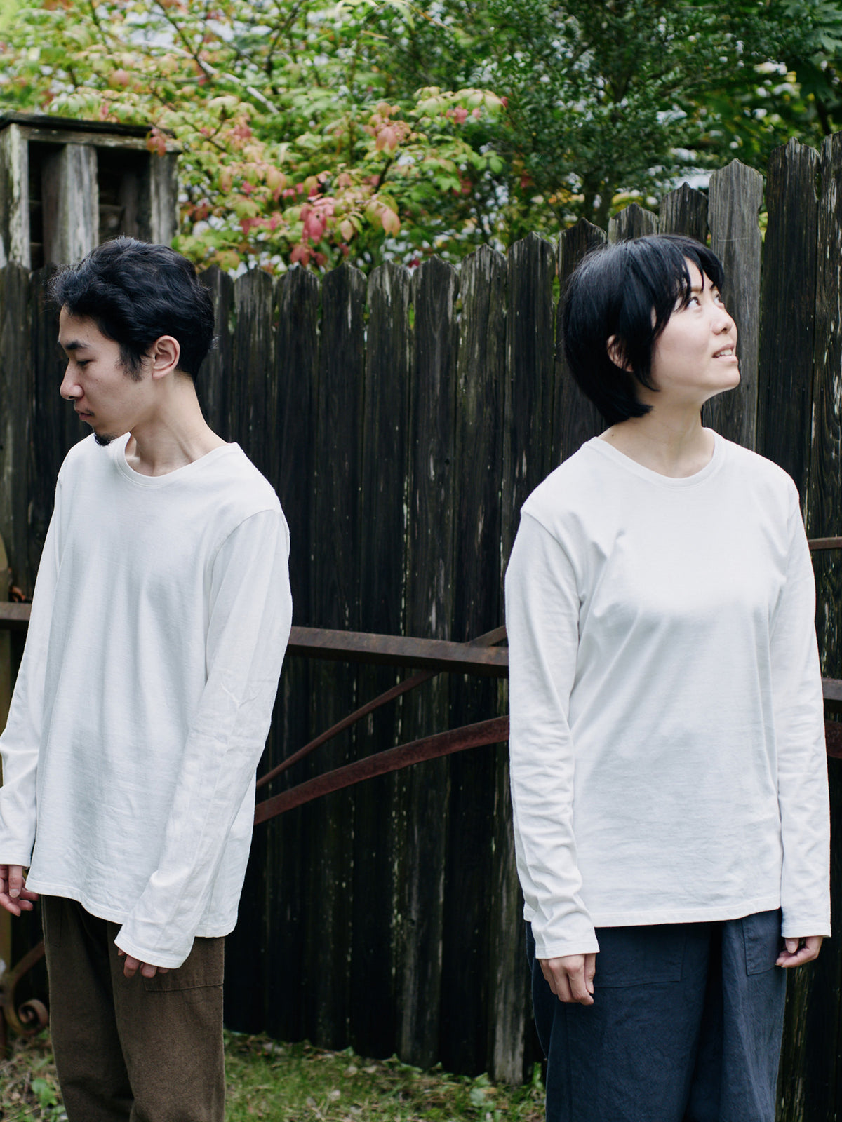 Organic handloomコットンTシャツ 長袖 白