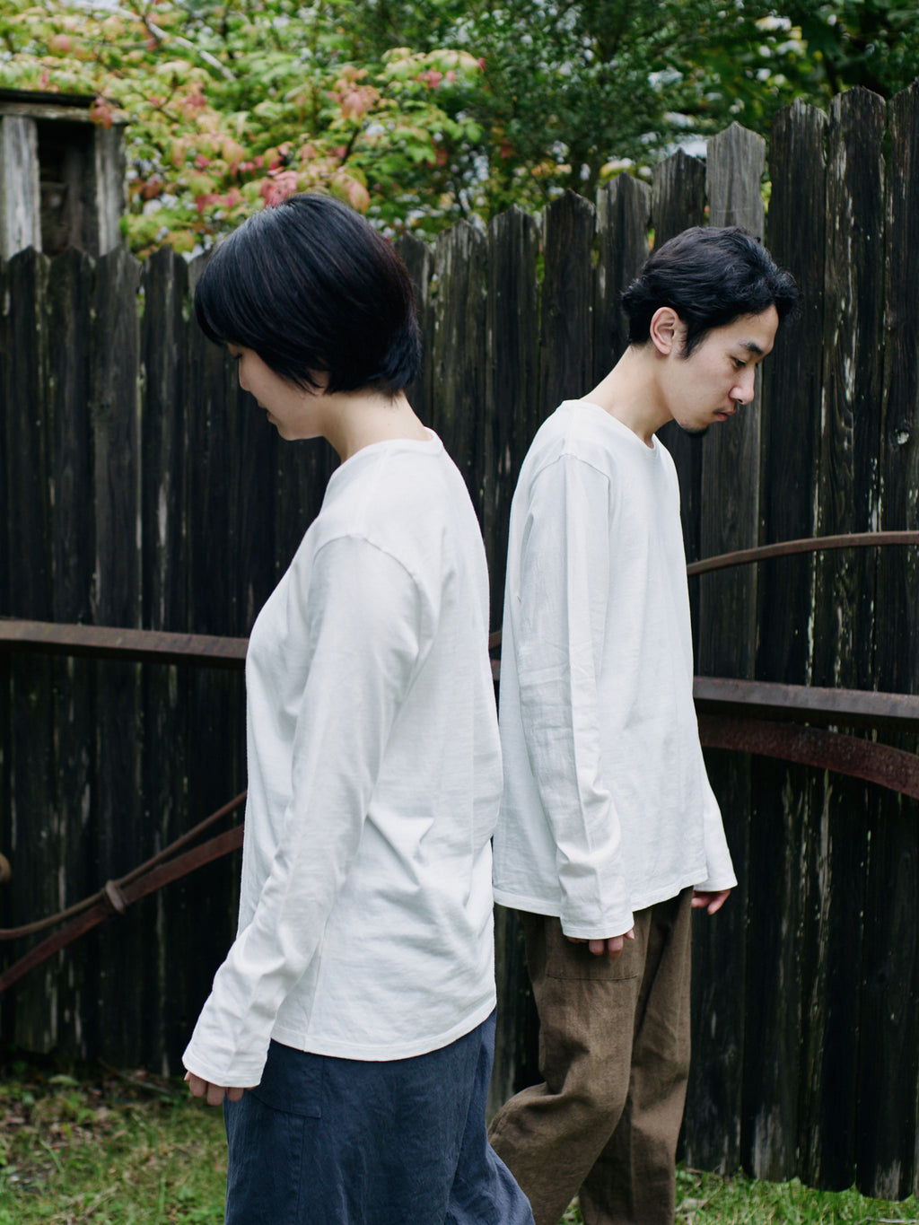 Organic handloomコットンTシャツ 長袖 白