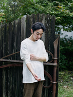 Organic handloomコットンTシャツ 長袖 白