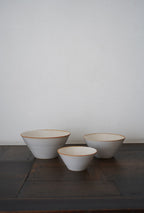 白マット茶ライン台形ボウル
