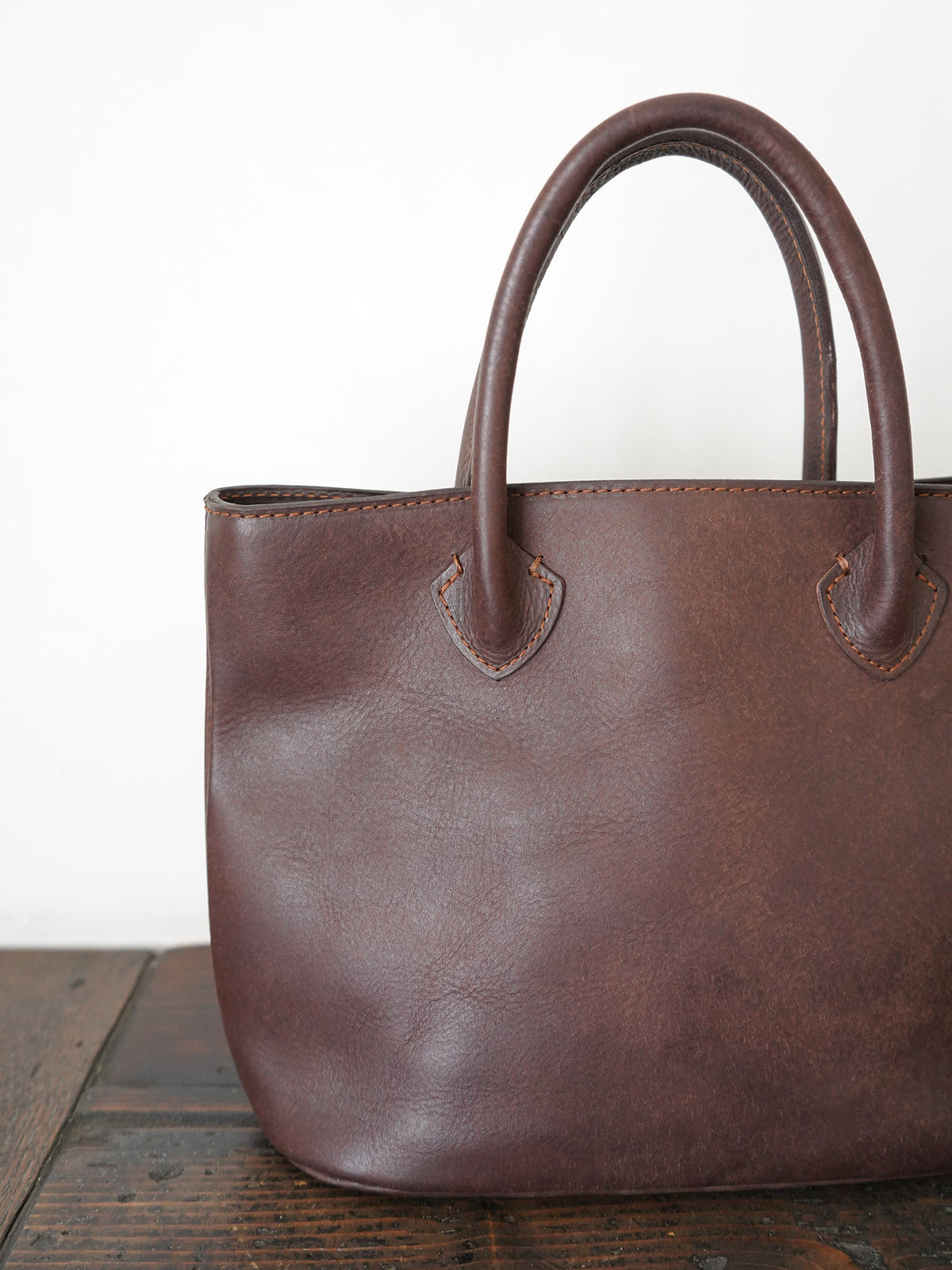 Organic handloom革バッグ ブラウン