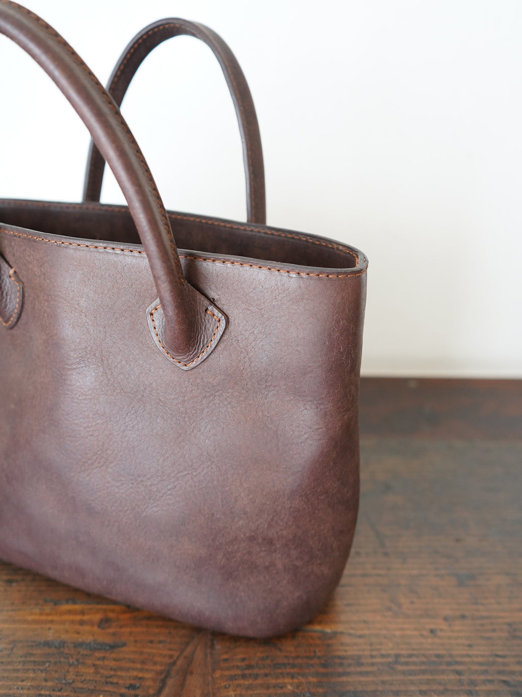 Organic handloom革バッグ ブラウン