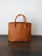 Organic handloom革バッグ キャメル