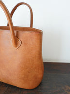 Organic handloom革バッグ キャメル
