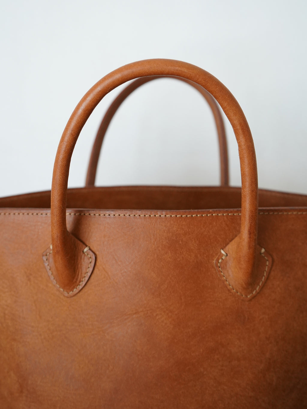 Organic handloom革バッグ キャメル