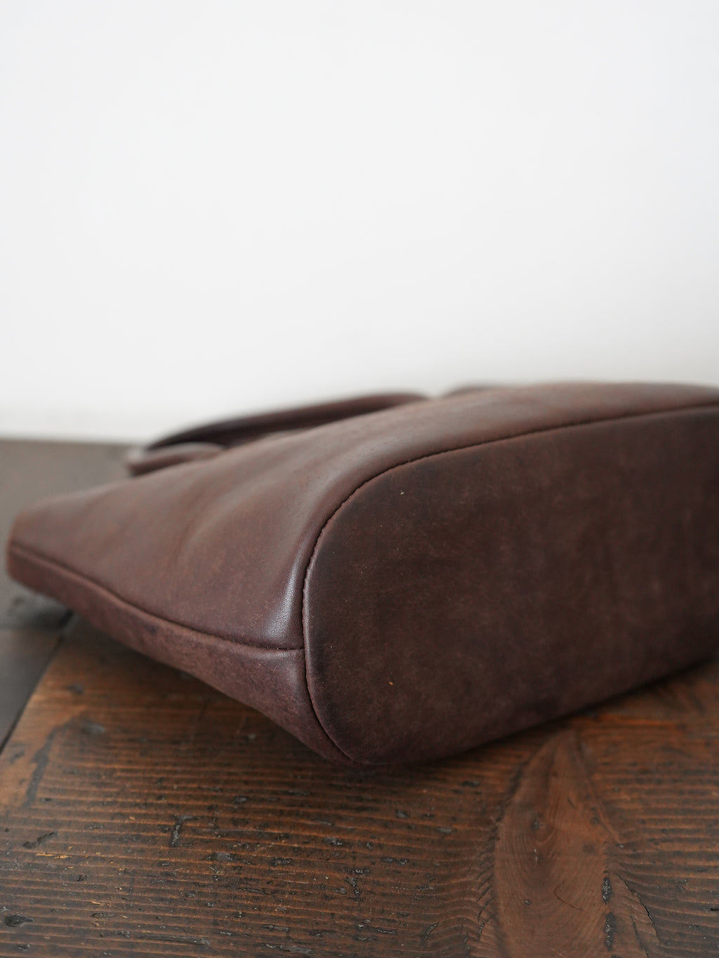 Organic handloom革バッグ ブラウン