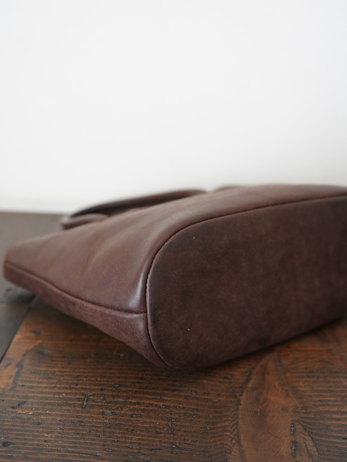 Organic handloom革バッグ ブラウン