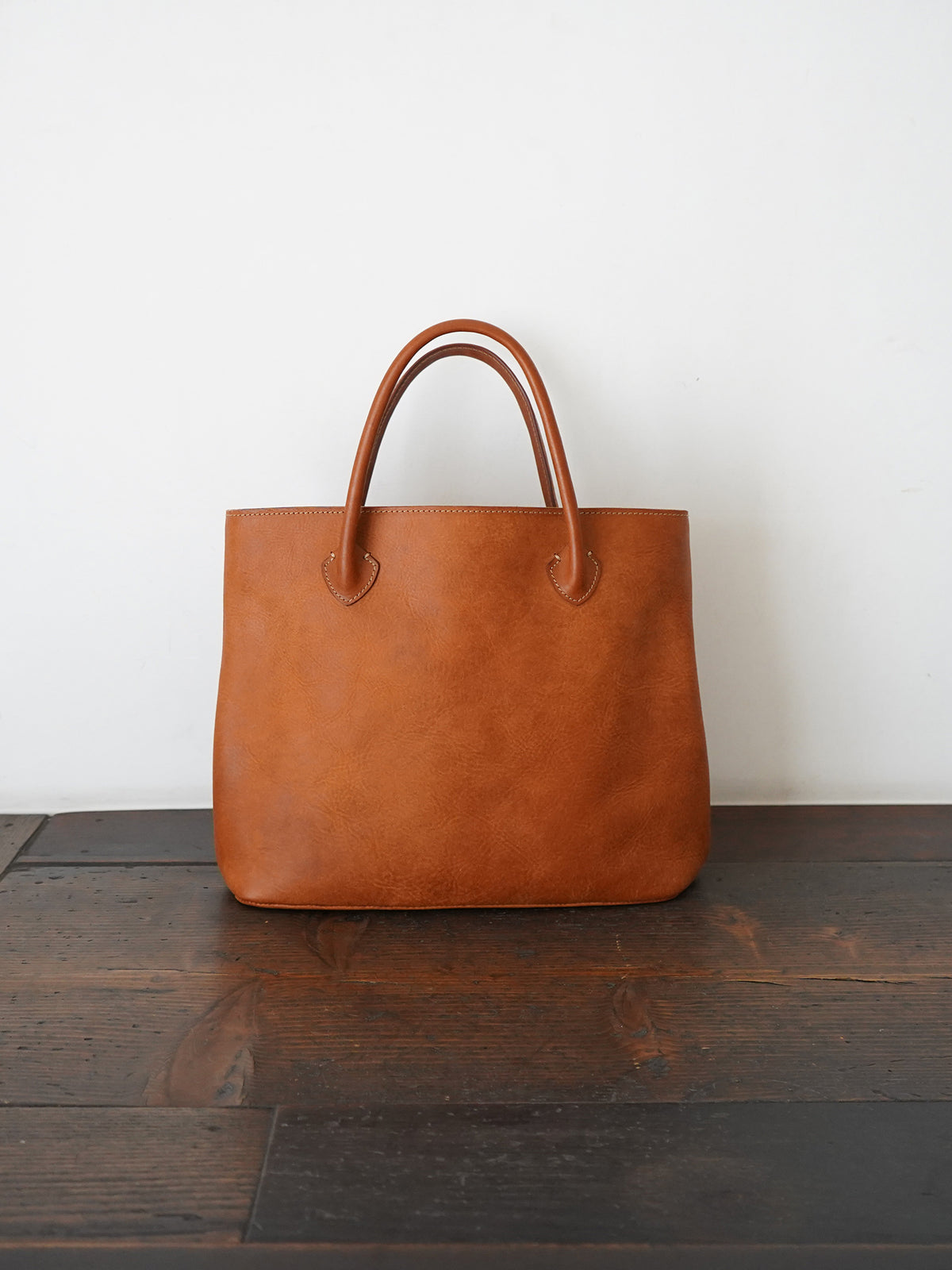 Organic handloom革バッグ キャメル