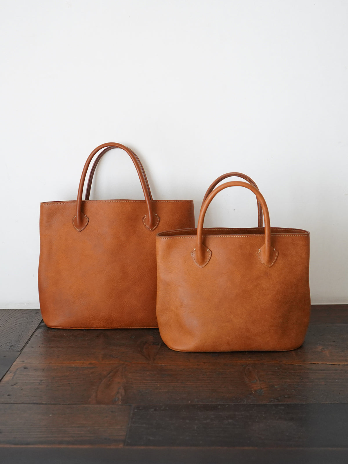 Organic handloom革バッグ キャメル