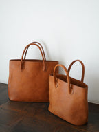 Organic handloom革バッグ キャメル