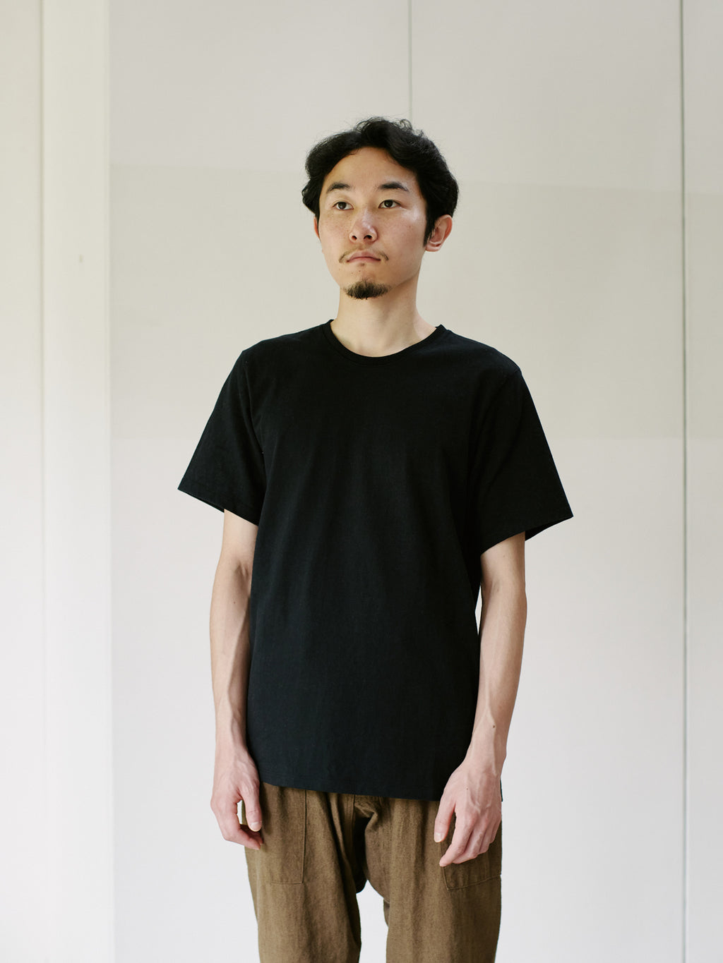Organic handloomコットンTシャツ 半袖 黒