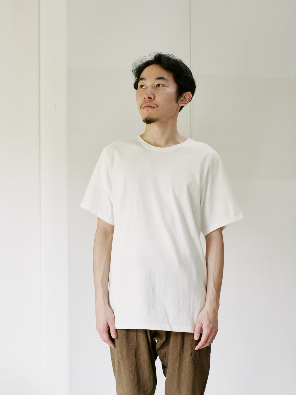 Organic handloomコットンTシャツ 半袖 白
