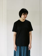 Organic handloomコットンTシャツ 半袖 黒