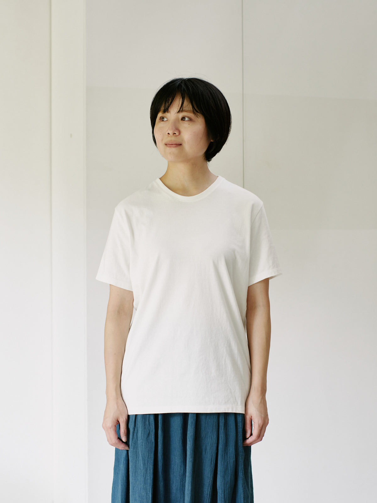 Organic handloomコットンTシャツ 半袖 白