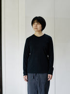 Organic handloomコットンTシャツ 長袖 黒